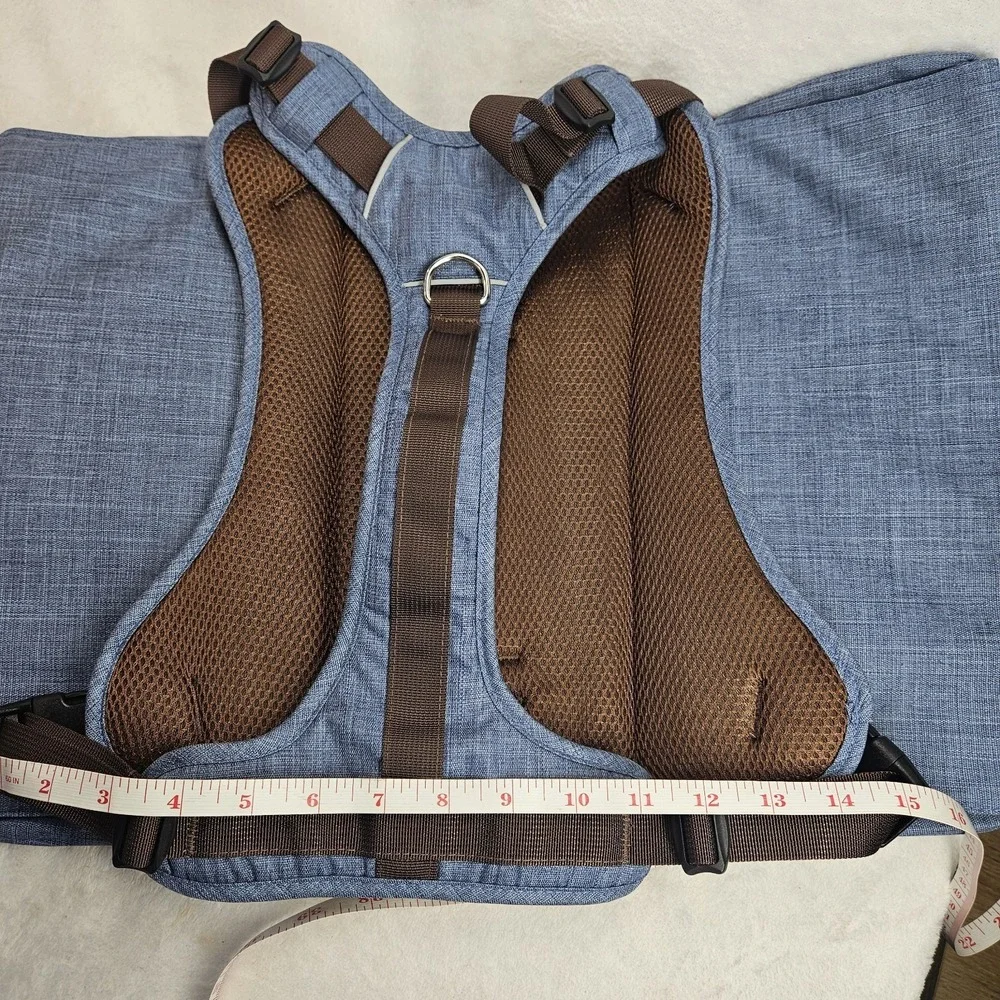 Large Dog Harness Backpack with Storage Pockets | Adjustable | Blue & Brown NEW